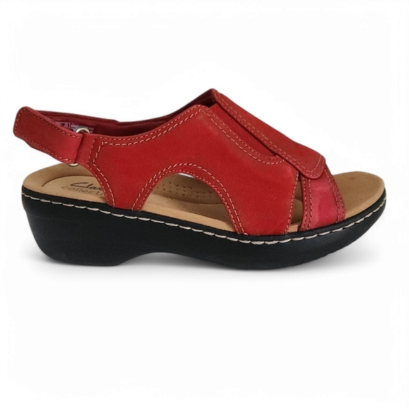 CLARKS womens Comfrot Walking Sandals Merliah Style Flat Sandals Wedge 7 1/2 W - Picture 3 of 12